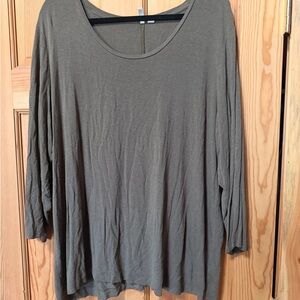 Cato Olive Scoop Neck Long Sleeve Top
